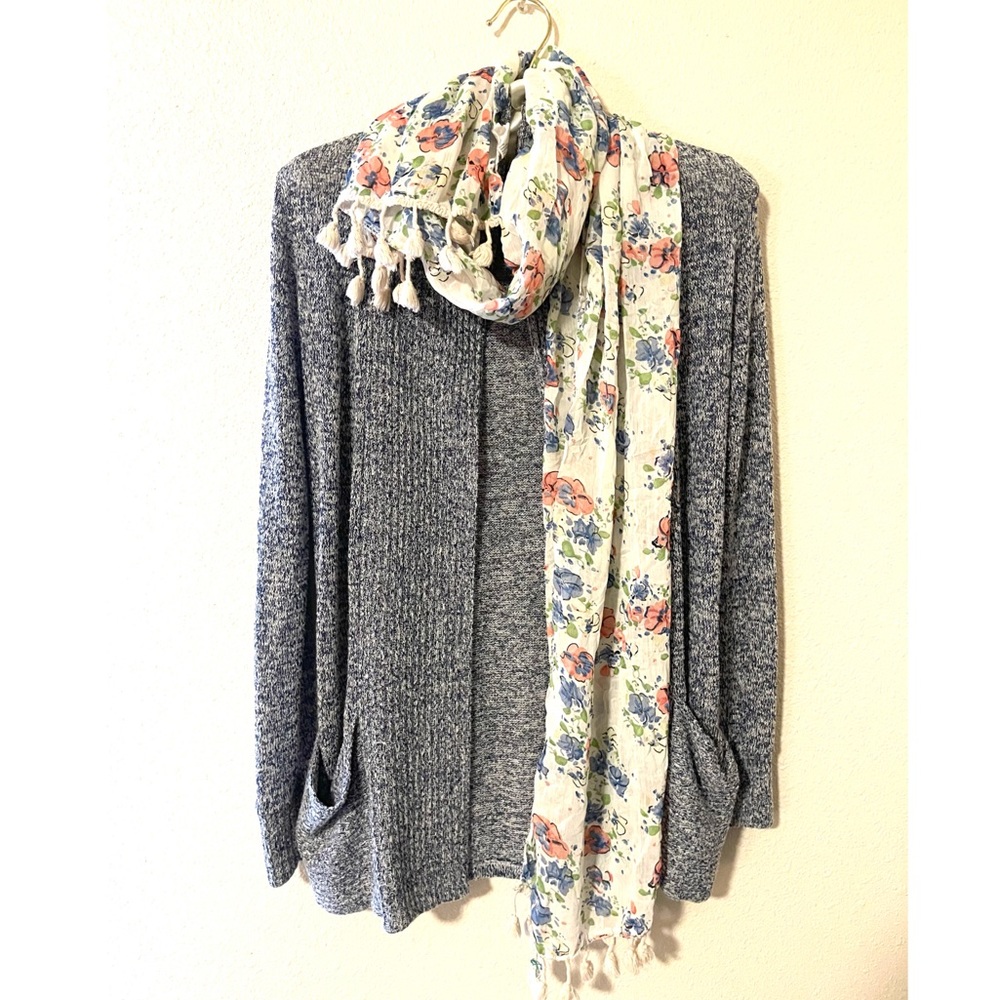Kirra Blue Sweater as SM  w/ Floral scarf